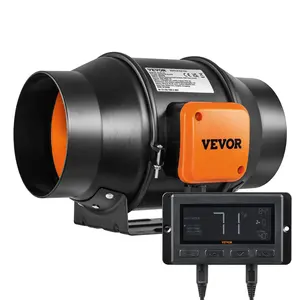 【DealsForYouDays】VEVOR Inline Duct Fan, 6-Inch 402 CFM with Temperature Humidity Controller, Quiet EC-motor Ventilation Exhaust Fan for Cooling Booster, Grow Tents, Hydroponics