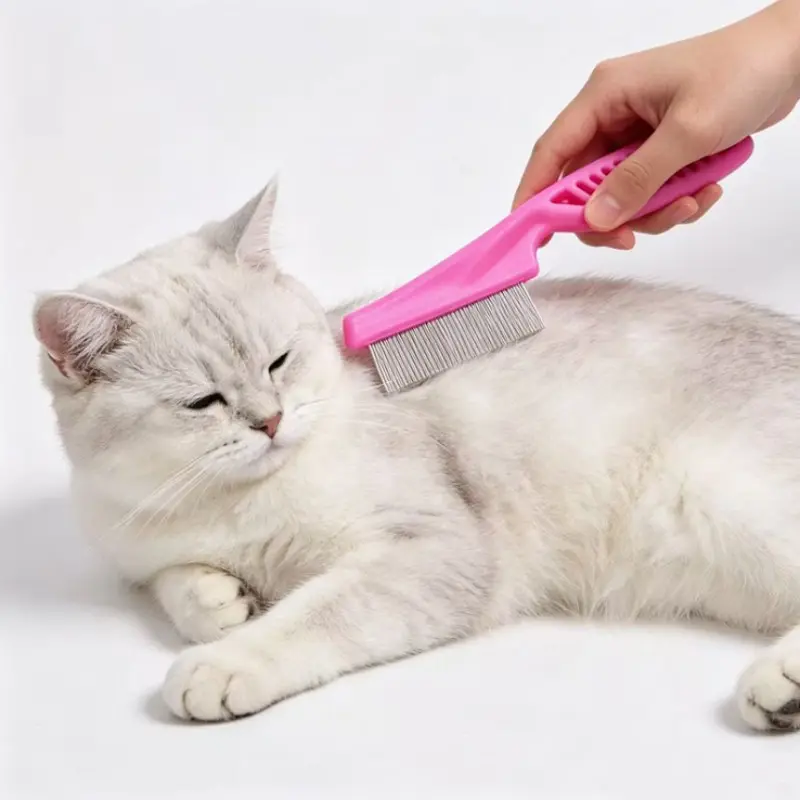 Stainless Steel Fine-Toothed Flea Comb for Cats and Dogs (Suitable for Kittens & Puppies) – Removes Loose Fur and Dander #PetGrooming #CatComb #DogGroomingTools #FleaComb #PetSupplies #CatAccessories