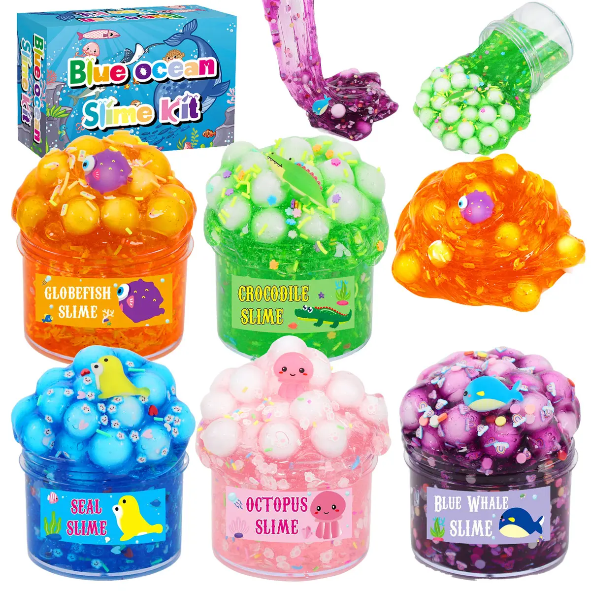 Slime Crystal Mud & Gooey Jelly Clay – Therapy Putty for Hand Arm Exercise, ADHD Calming Fidget Toy, Creative Art Craft for Classroom Home, Non-Toxic Ocean Themed