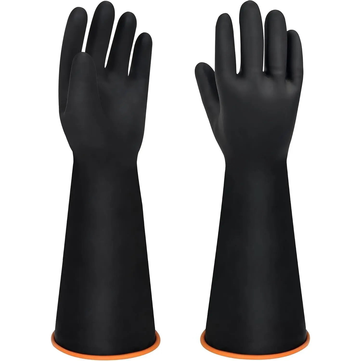 18" XL Size Latex Chemical Resistant Gloves, Reusable Heavy Duty Long Rubber Glove Dishwashing Gloves, Industrial Safety Glove for Men, Forearm Protection Waterproof Resist Strong Acid, Alkali, Oil