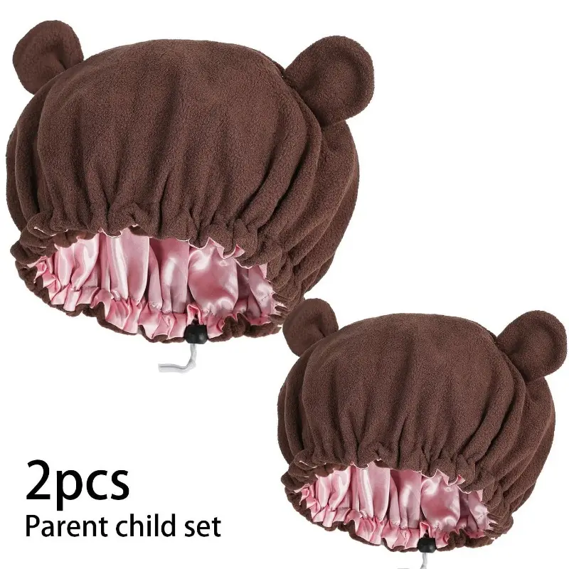 Adults' 2-Piece Fashion Plush Sleep Hat Set Pack - Unisex Cute Bear & Devil Ears, Warm Cozy Skin-Gentle Headwear for Chilly Days, Relaxing Daily Casual Use
