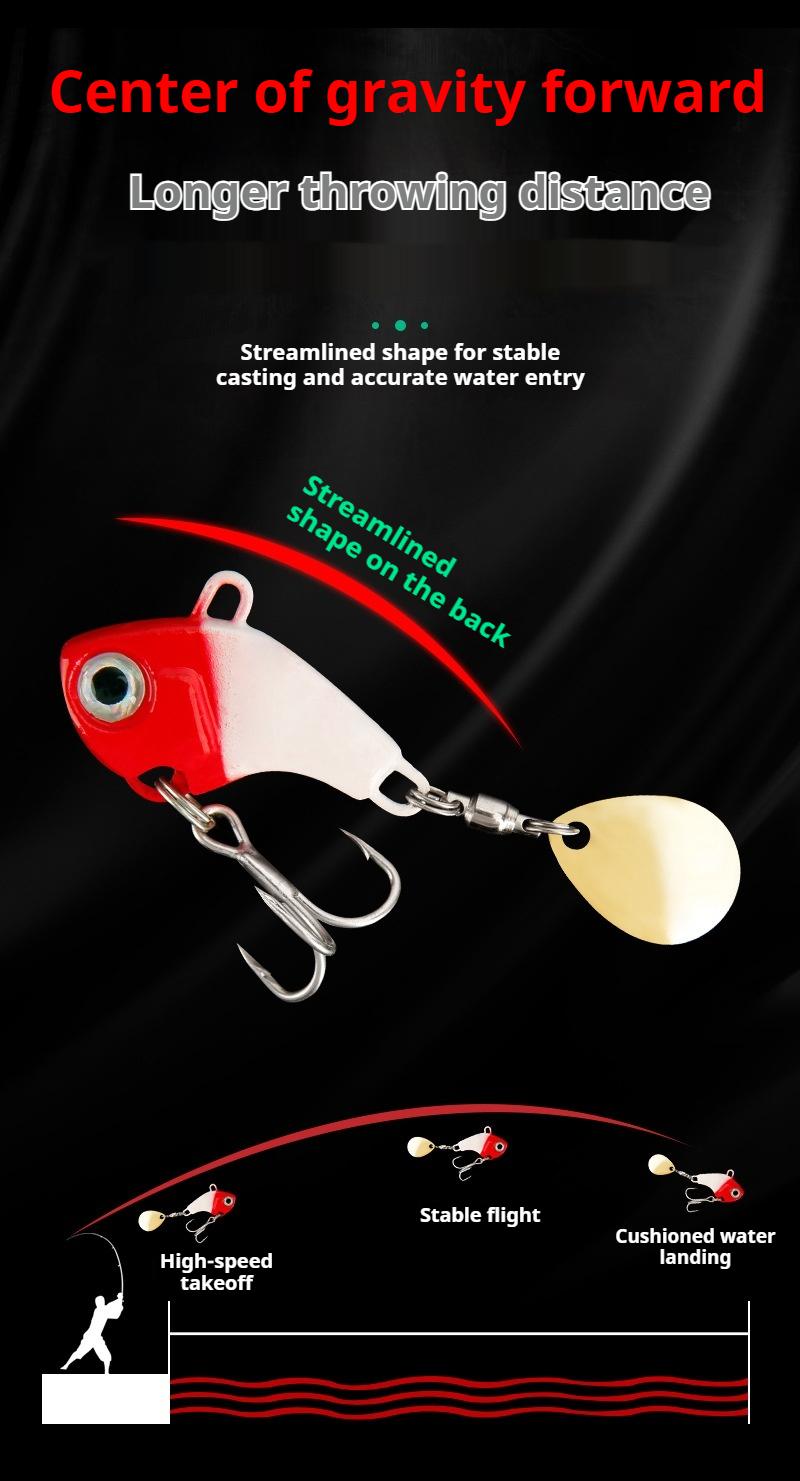 Spinning spinner lures with head weights ensure accurate casting over long distances, reflective surface attracts fish, and has a high hook-up rate. Small whirlwind thumb-vibrating lures, set of 6, available in different weights.