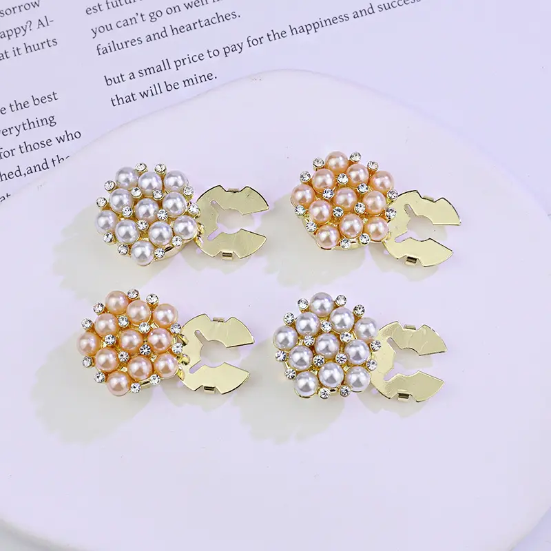 New Pearl Decorative Button Covers, Fashion Snap Cuff & Collar Button Clips, Elegant Clothing Jewelry Accessories