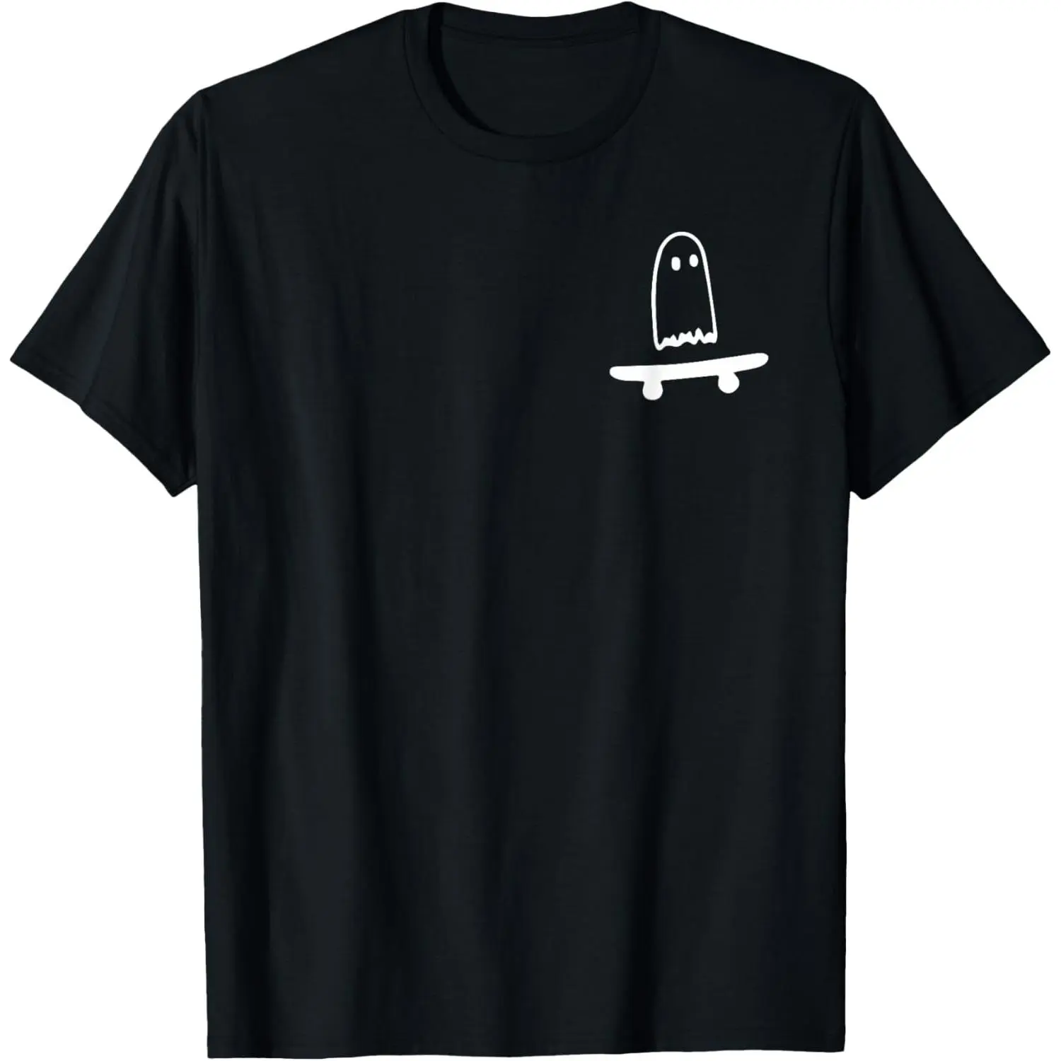 Ghost Skateboard Lazy Halloween Costume Funny Skateboarding T-Shirt