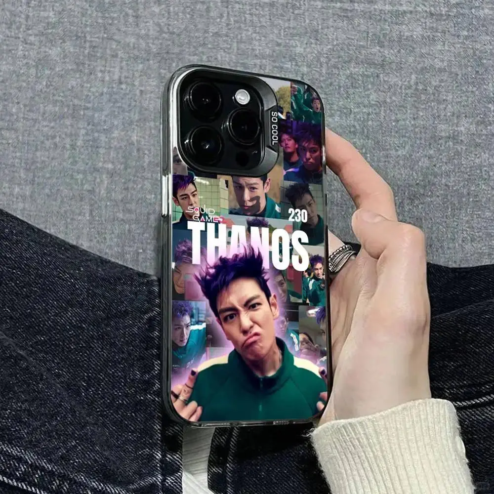 1pc Customized Character-Based T-Thanos X Nams G-Gyu Concept Art Phone Case, IMD Silver Shell, Casual Protective Cover for iPhone 17, 16, 15, 14, 13, 12, 11 Pro Max Plus