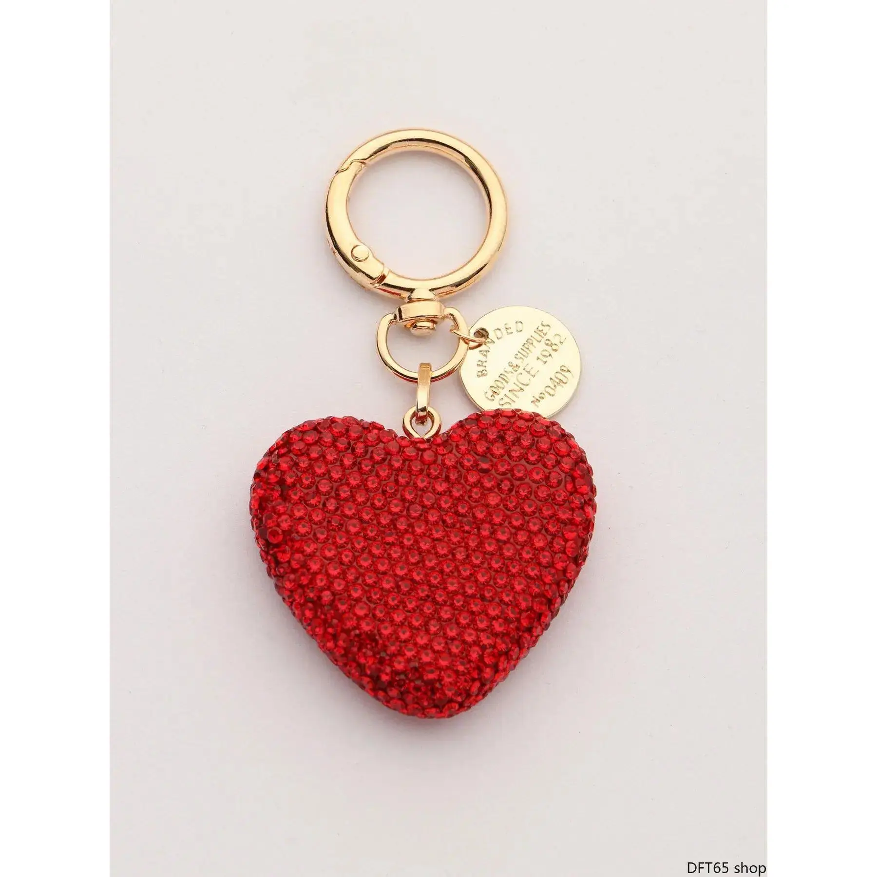 Full Rhinestone Inlaid Heart Shaped DIY Pendant Sparkly Glossy Alloy Charm With Connect Split Ring For Handbags Purse Keys Customizable Daily Outfit Trendy Portable Fashion Hardware Accessory