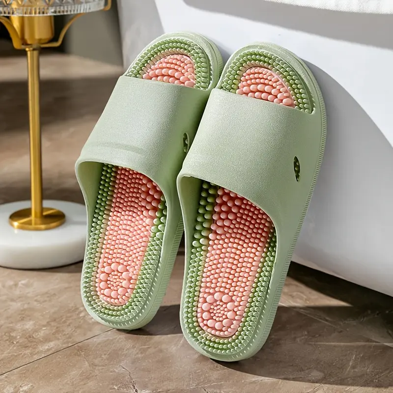 Couple's Massage Slide Slippers - 2026 Spring/Summer EVA Slip-On, Non-Slip Indoor Bathroom Shoes with Foot Acupoint Massage, Comfortable Home Care Footwear