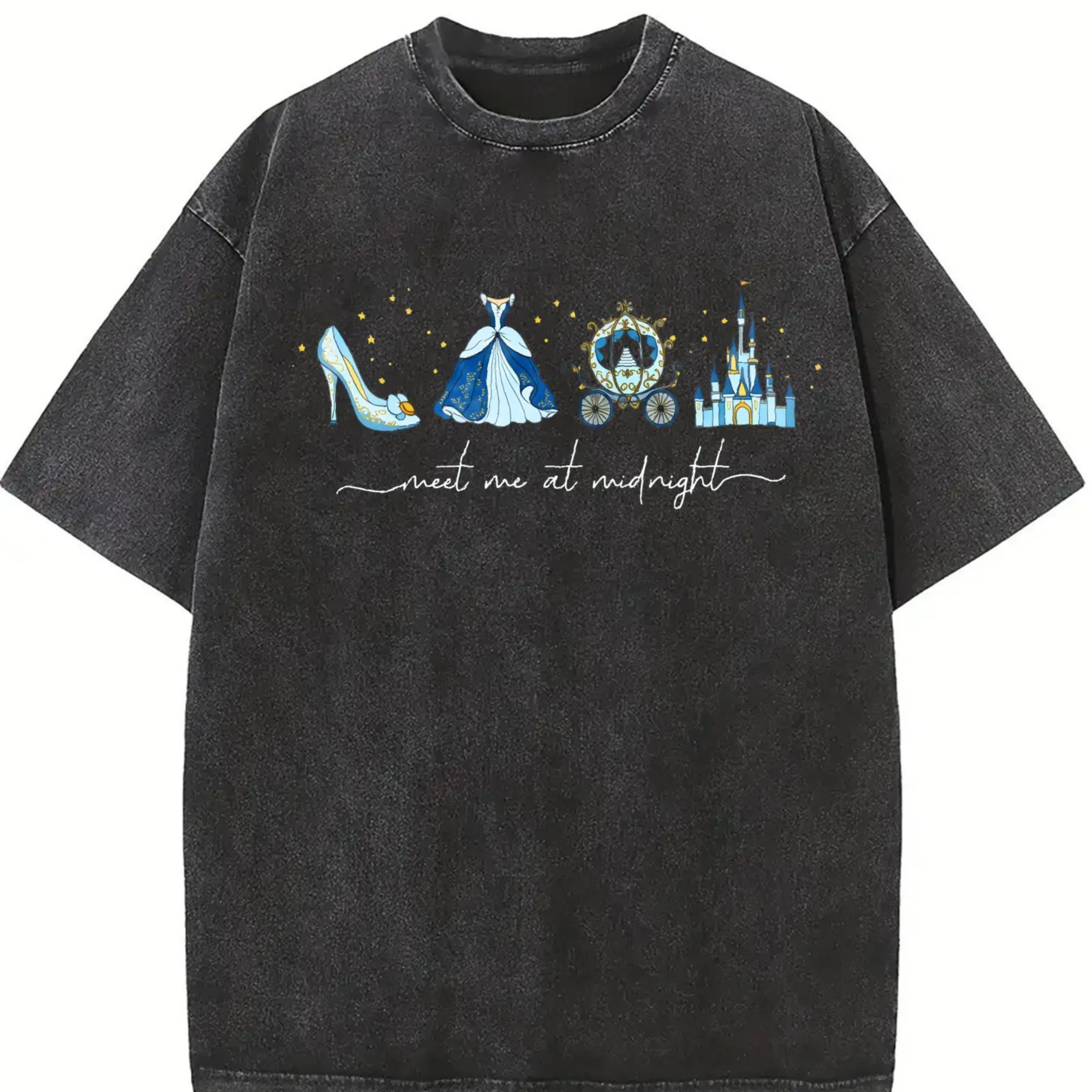 Men's Casual Streetwear Top - Meet Me at Midnight Tee, Fairytale Carriage Inspired Graphic Shirt, Magical Gift for Women Lady Girls Trip 2025