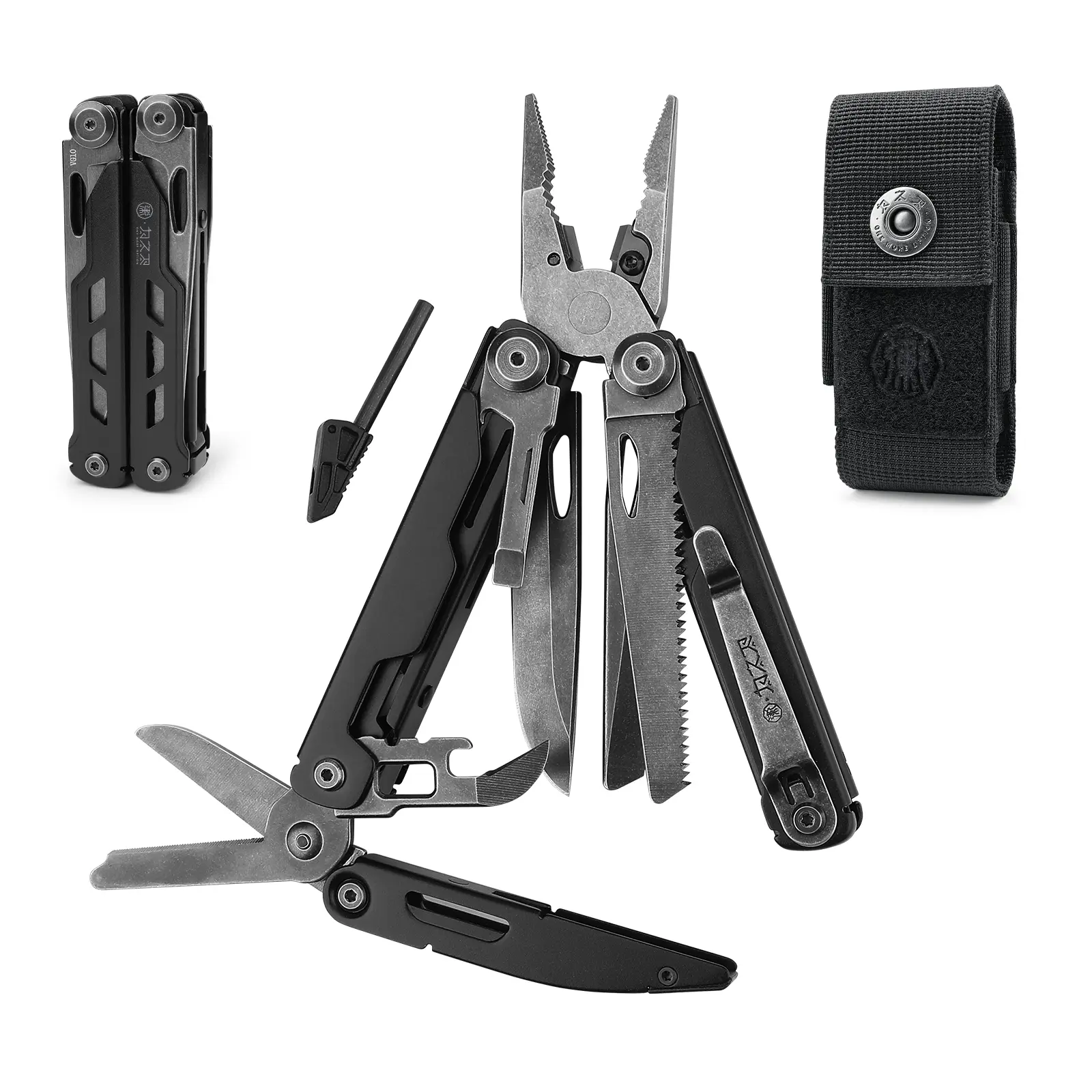 Xhandle MT-75 Pocket Sized 15-in-1 CNC Machined Multi Tool - VG10 Folding Knife, Scissors, Compact Folding Pliers for Outdoor Tasks, Camping, Male Gift, 15-In-1 Tools, Rust Resistant, Vg10 Steel, Hiking