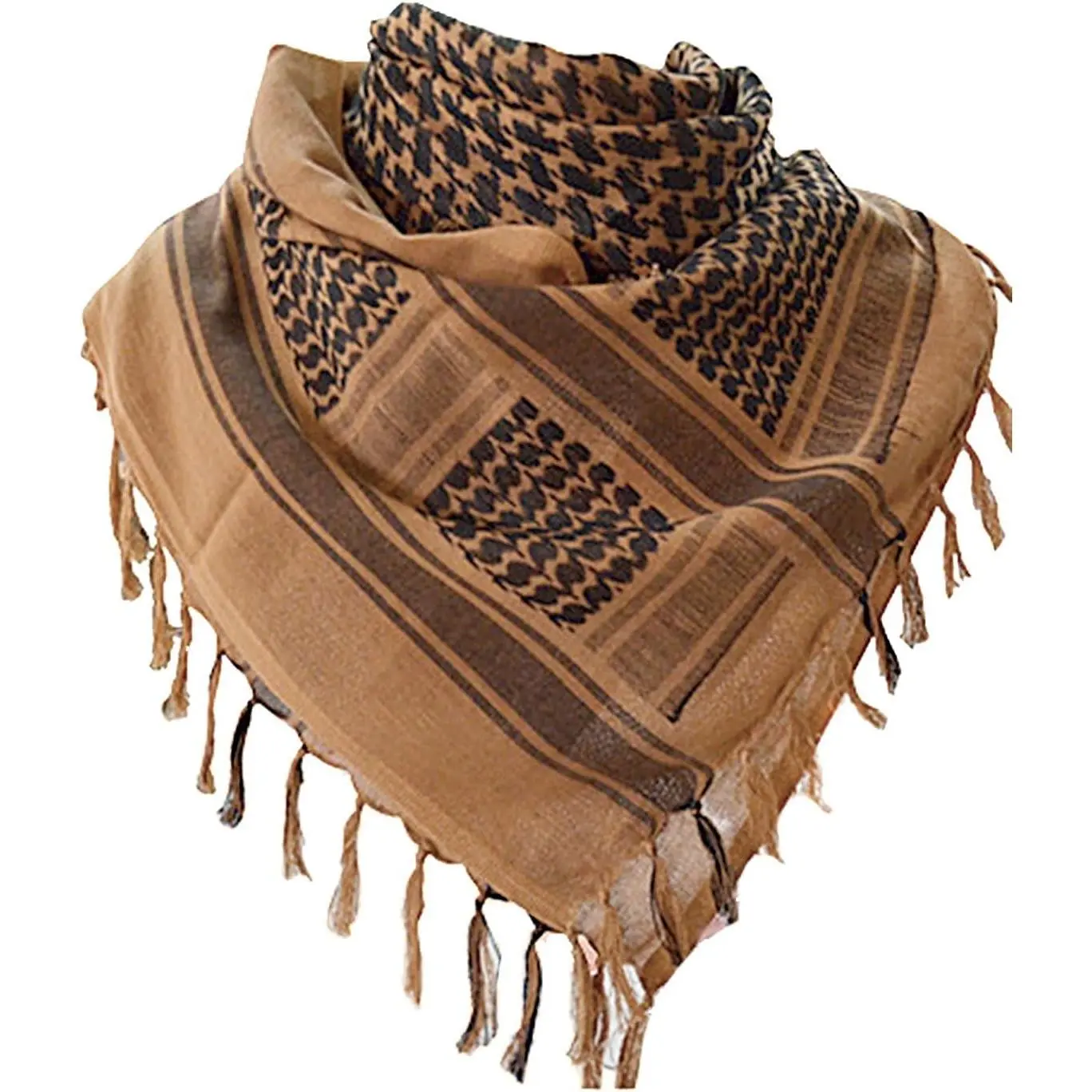 Military Shemagh Tactical Desert Scarf, 100% Cotton Keffiyeh Neck Head Scarf Wrap for Men Women