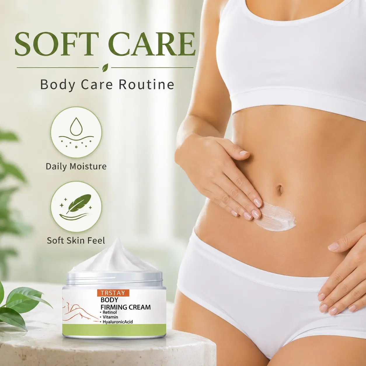 Trstay Retinol & Hyaluronic Acid Firming Moisturizing Body Cream, Daily Care for Waist, Skin Nourishment, Long-Lasting Hydration