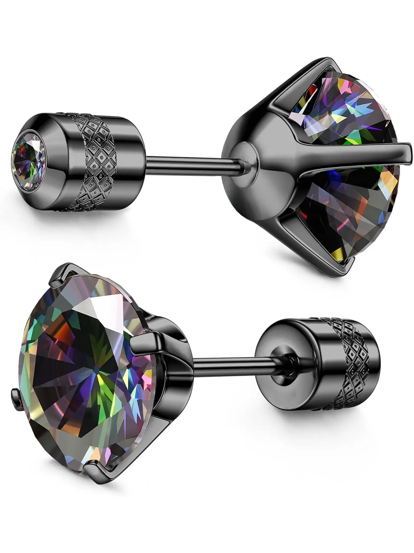 Hypoallergenic G23 Implant Grade Titanium Screw Back Earrings, High Quality Earrings, 20G Pure Titanium Post for Sensitive Ears 5A Cubic Zirconia Titanium Earring Studs for Women Men Double Side Earrings Piercing Sleeper Studs Jewelry Cz Stud Earrings