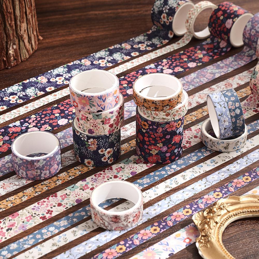 Vintage Floral Pattern Washi Tape, 12 Rolls/box Scrapbooking Decorative Masking Tape, Adhesive Sticker for Planner Bullet Scrapbook Gift Wrapping, Scrapbook Materials