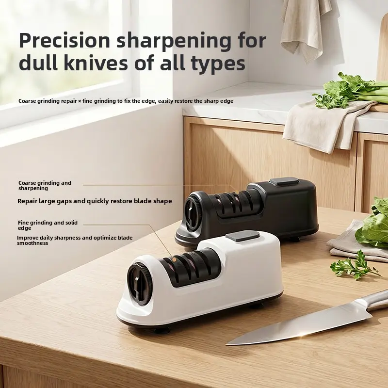 Fully-Automatic Rechargeable Electric Knife Sharpener - Household Multifunctional Fast-Speed Grinding Stone Tool (Abrasive & Finishing Hardware for Knife Sharpening)