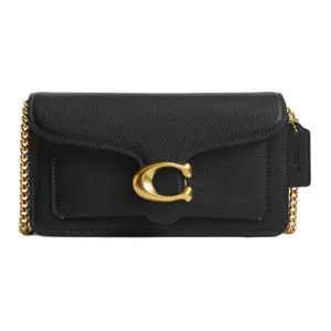 COACH Tabby 19 Small Leather Crossbody Bag for Women, Solid Black Style