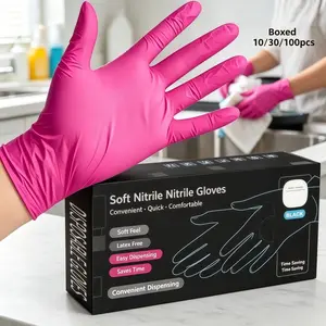 Nitrile Disposable Gloves, Rose, Food Grade, Lightweight, Home Cleaning, Pet Care, Stain Resistant, Lead-Free, Alcohol-Free, Multi-Purpose, Fashionable Kitchen Use