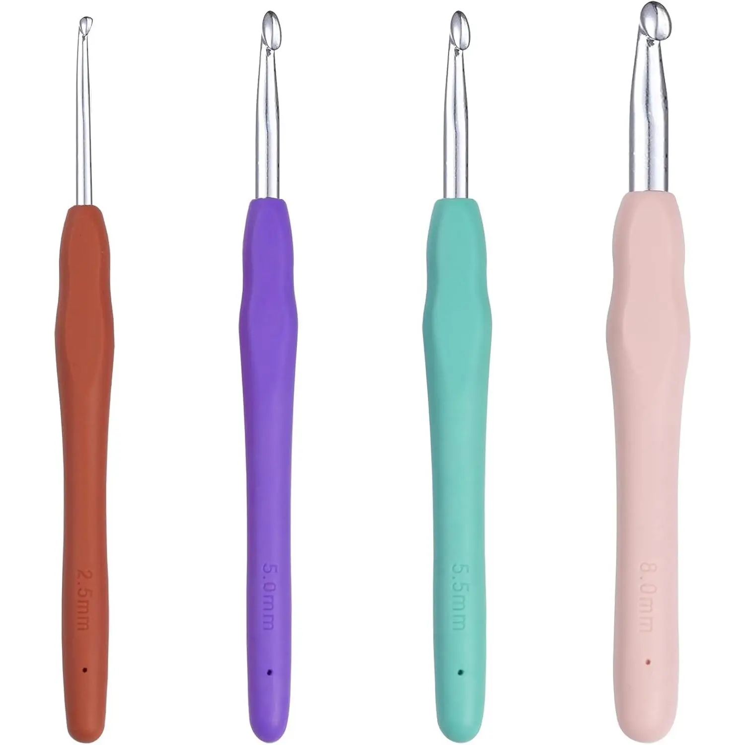 Crochet Hooks Set,  Soft Handle for  Hands, 2.5mm- 8mm 4 Size Knitting  for Beginners and Crocheting Yarn (4)