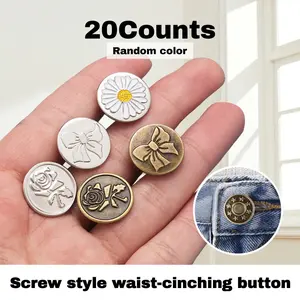 20 Counts Metal Snap Jeans Buttons No Sew Adjustable Replacement Random Styles