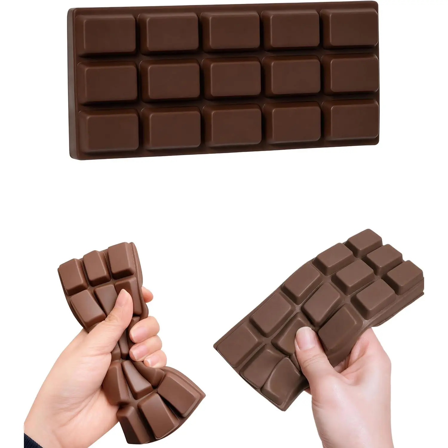 Chocolate Squishy Toy, Soft Slow Rising Squeeze Food Fidget for Stress Relief, Realistic Chocolate Bar Squish for Birthday or Gag Gift