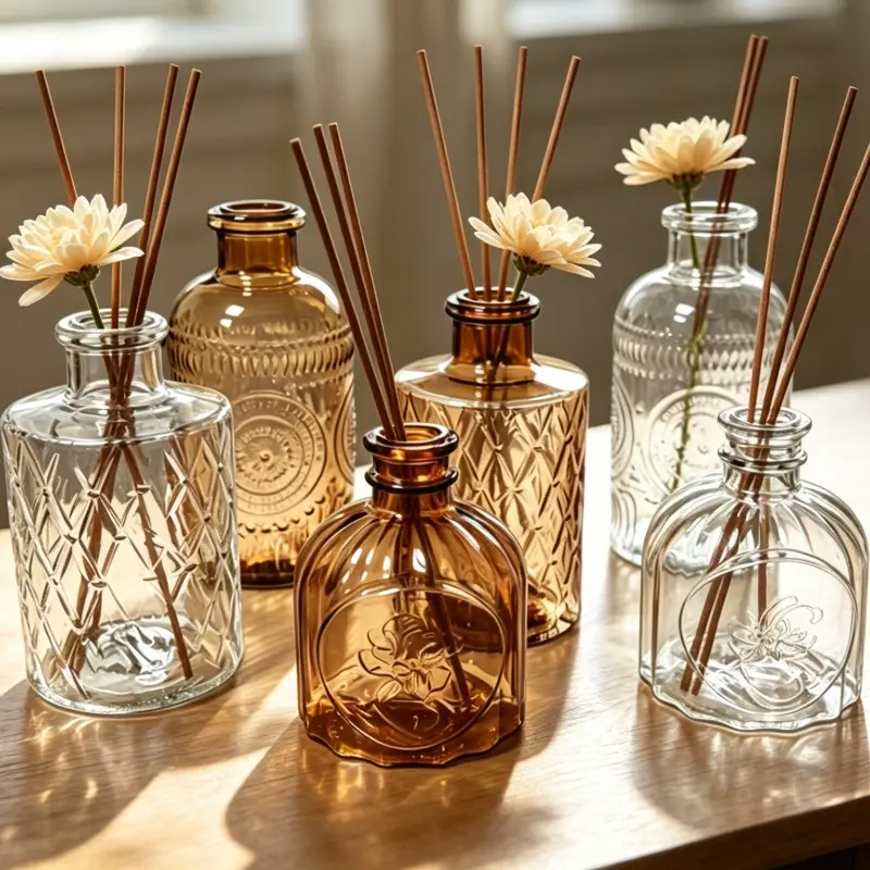 6pcs Plastic Diffuser Bottle Empty Refillable Essential Oil Jar Aromatherapy Decor Fragrance Container Oil Bottles for Home Office Decor