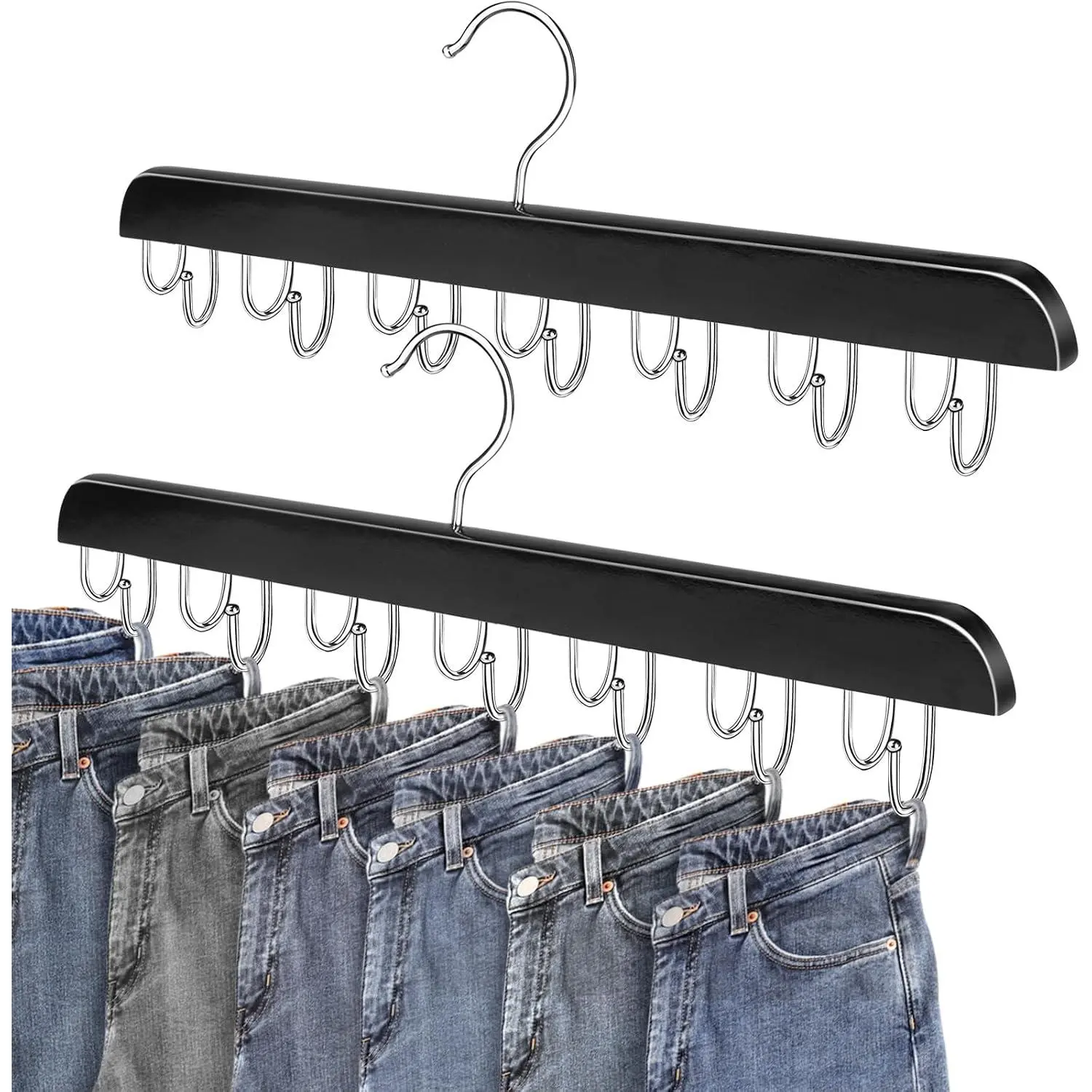Jean Organizer for Closet, Jeans Hanger, 14 Hooks  Hanger for Jeans, Pants Hangers Space Saving-1 Pack