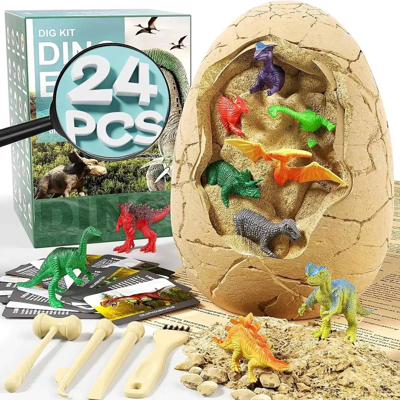 Dinosaur Egg Toy Archaeology Dig Kit, Fossil Simulation with Mini Dinosaur Model, Treasure Hunt Game, Educational Science Exploration, Birthday Gift, Easter Gift