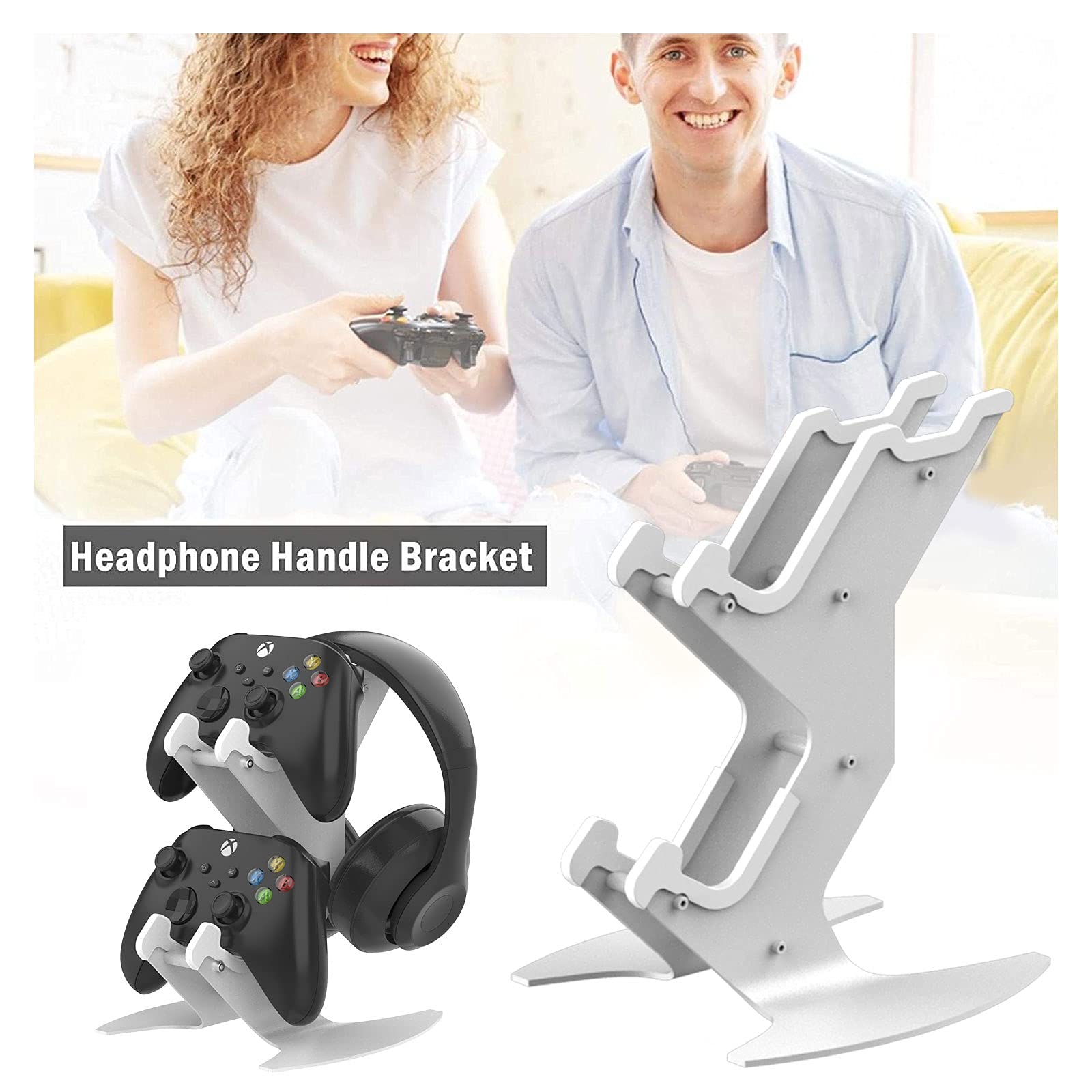 Controller Holder  Game Headset Stand For Series X S/xbox One / Ps5 Ps4 Ns/pc/headset Aluminum Metal Mount Universal Organizer Video Accessories (white)