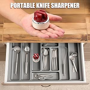Knife Sharpener| Multi-Angle Pocket & Kitchen Knife Sharpener w/Suction Base| Works with a wide range of knives| Includes Instruction Guide(red)