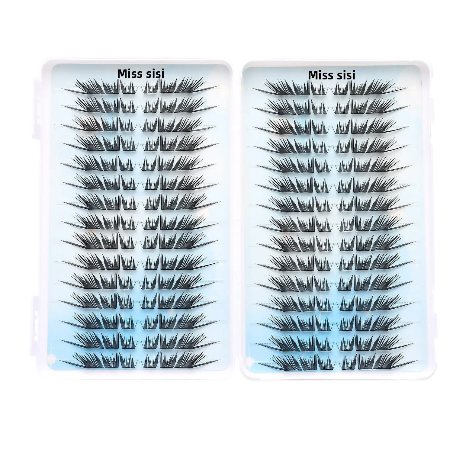 Fox Eye Slanted Wing Self-Strip False Eyelashes Black Swan Style, Manga Thick Fluffy Lash, Anime Lashes, Droopy Tail Design Perfect For Shooting Makeup