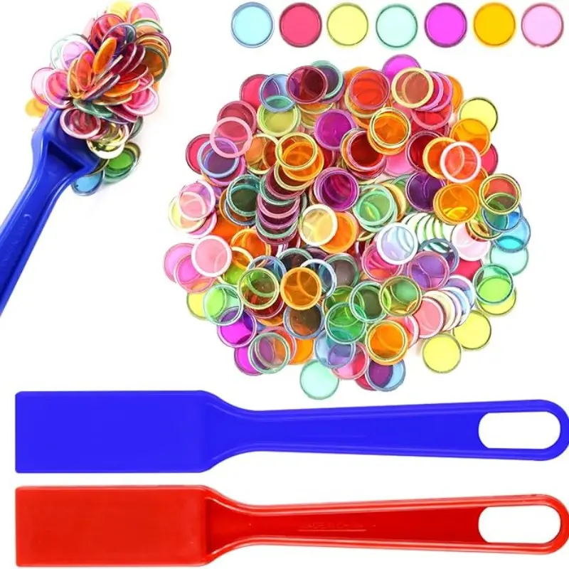 Classic Bingo Game Set, 202 Pieces Including 2 Bingo Sticks & 200 Mixed Color Discs, Perfect for Family Gatherings, Reusable & Decorative