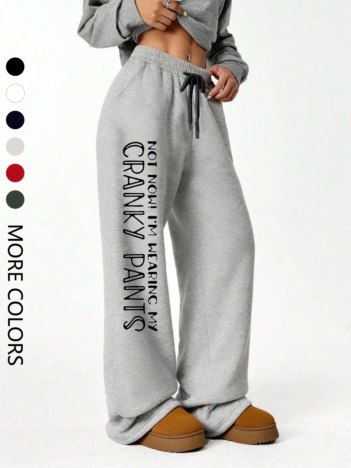 Women's Casual Jogger Pants, Fun Slogan Print, All-Season Comfortable for Daily Wear, Versatile Long Pants for Spring & Fall, Printed Sweatpants