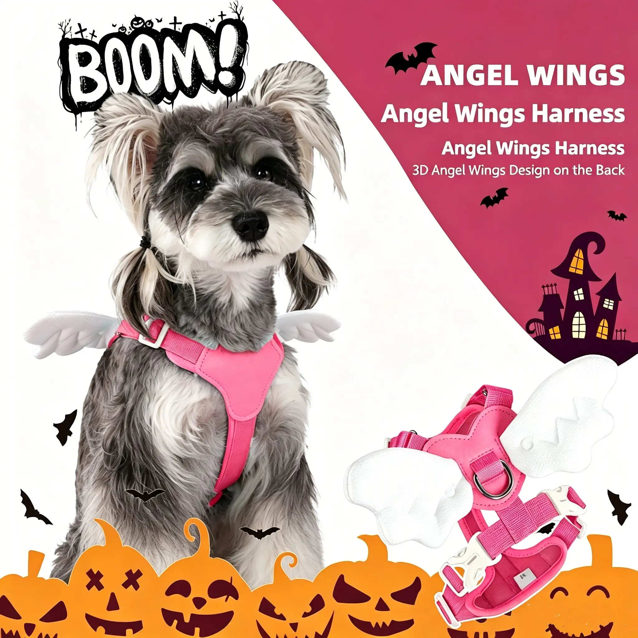 Essential Pet Leash Set with Angel Wings, Anti-Slip Design for Cats and Dogs, Complete Harness and Rope Kit for Peace of Mind