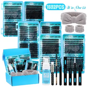 ADORANCE 12 Styles Lash Clusters Kit, Eyelashes Makeup Set, 3 Boxes DIY Lash Extensions at Home with Bond & Seal, Remover, Double-Ended Brush, Lash Applicator, Lash Shampoo, Beginner Friendly Wispy Fluffy Cluster Lashes for Everyday Makeup Gift