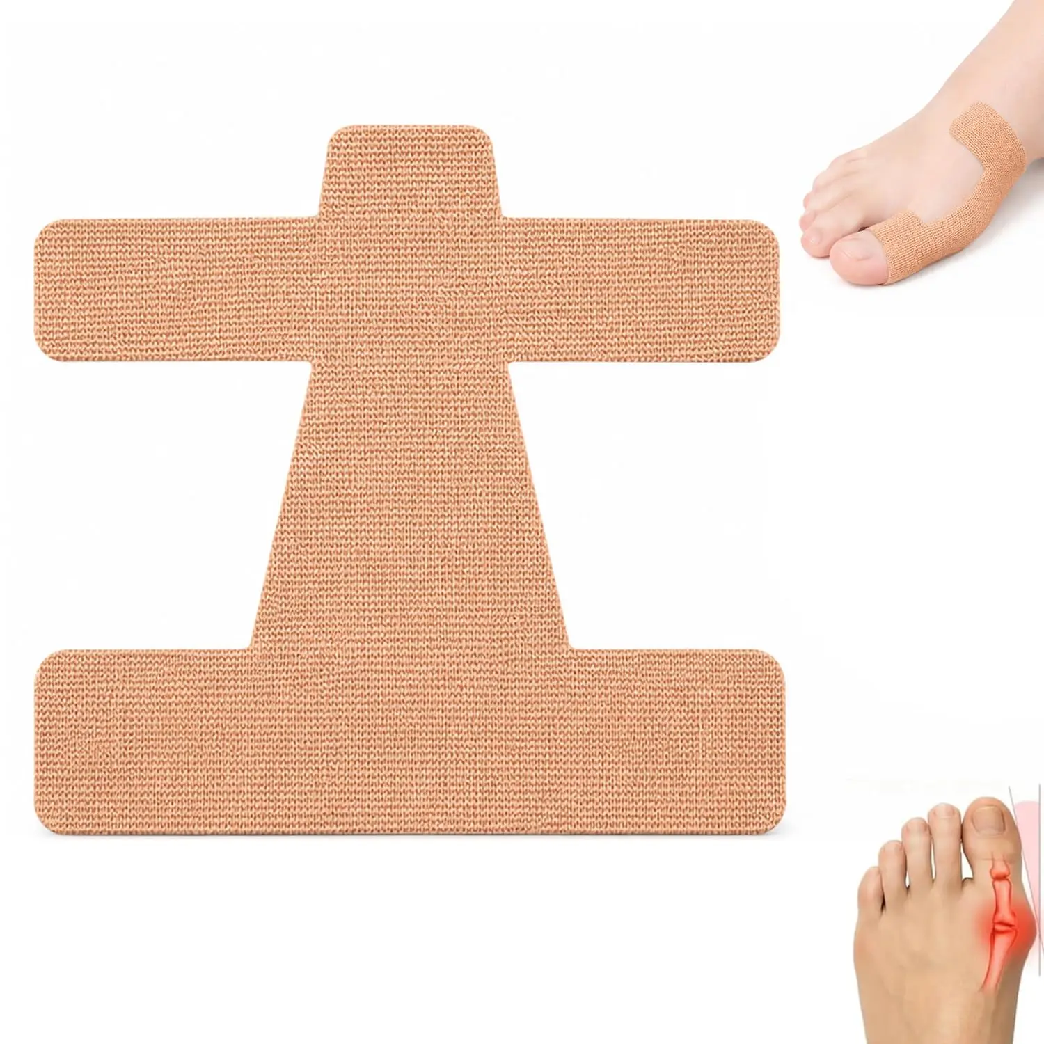 Skin Color Pre-Cut Bunion Support Tape (40 Pcs) - Latex-Free Elastic Breathable Kinesiology Tape, Self-Adhesive Hallux Valgus Toe Strips, Skin-Friendly Foot Care Strips for Daily Use, Pre-Cut Strips