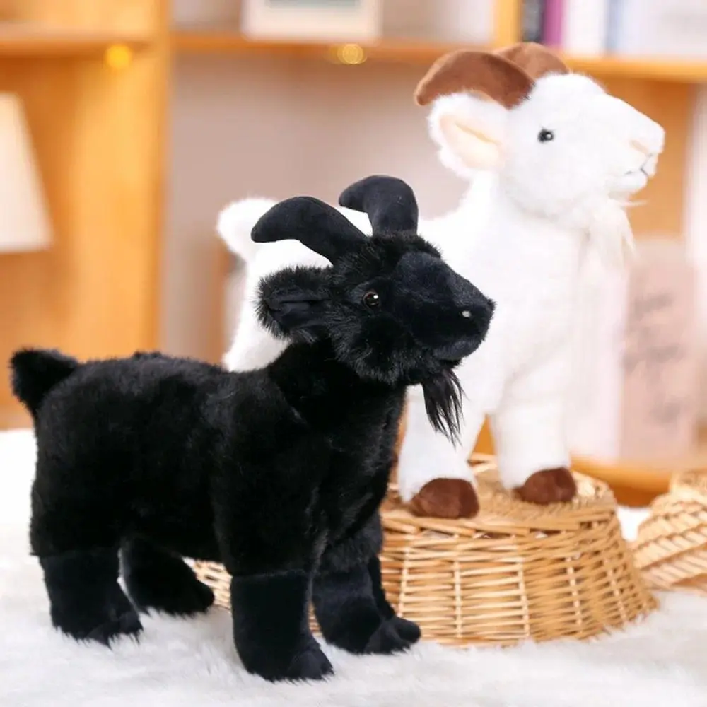 Cute 18/30cm Baby Goat Plush Doll Horned Sheep PP Cotton Doll Toys Soft Fluffy Baby Goat Keychain for Kids and Adults