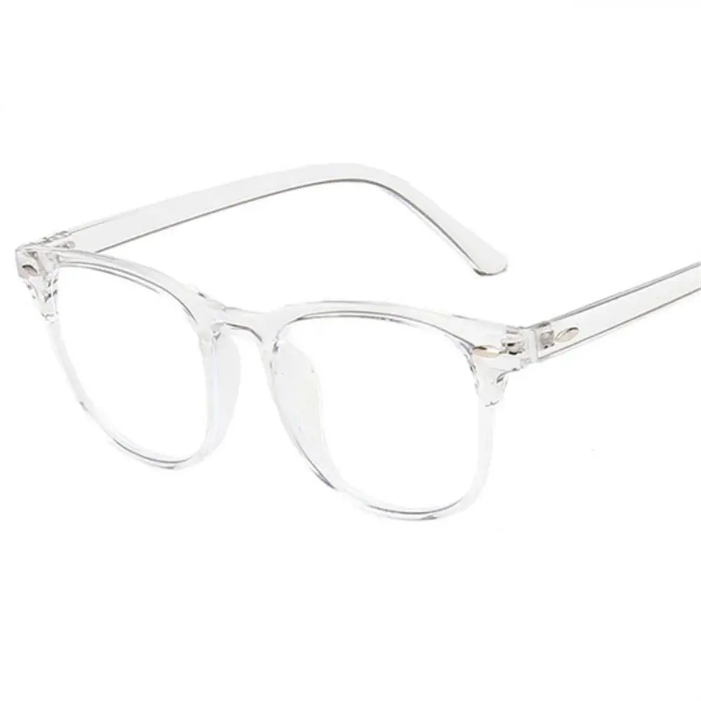 Kawaii Clear Oval Blue Light Filter Glasses, Anti Glare Digital Eye Strain Relief Eyeglasses, Minimalist Transparent Frame Fashion Eyewear For Office Gaming Students