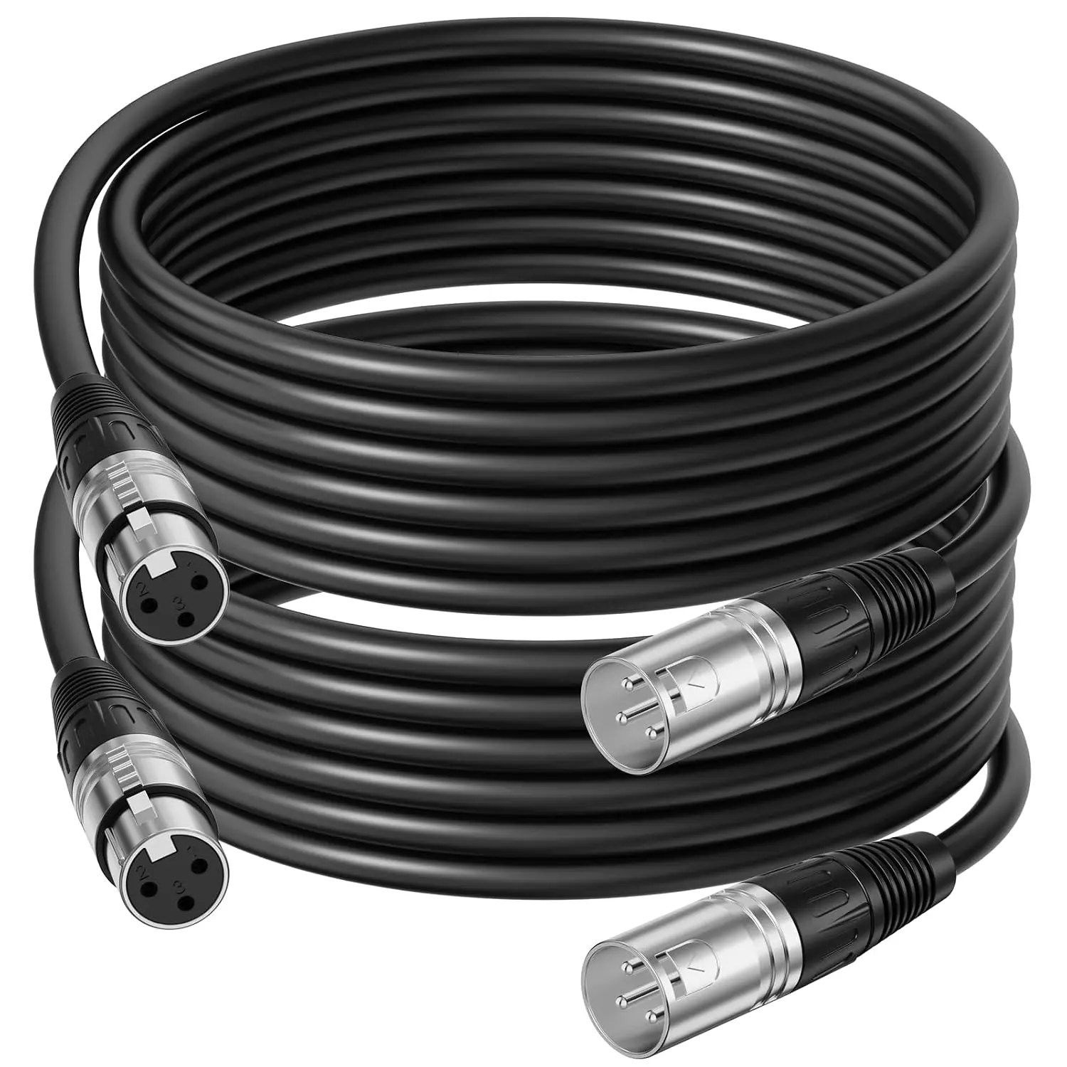 2‑Pack 25ft XLR Cables, Professional Microphone Cable, Male‑Female