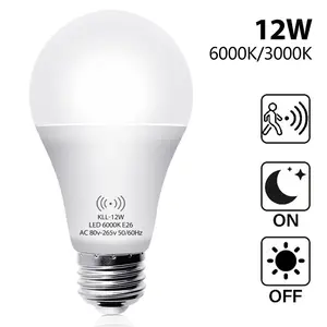 Kasotile Motion Sensor Bright LED Bulb, 12w Equivalent 100w, 3000k/6000k, E26/e27 Base, Indoor Lighting, Night Light, 80-265v, Energy Efficient, Universal Base