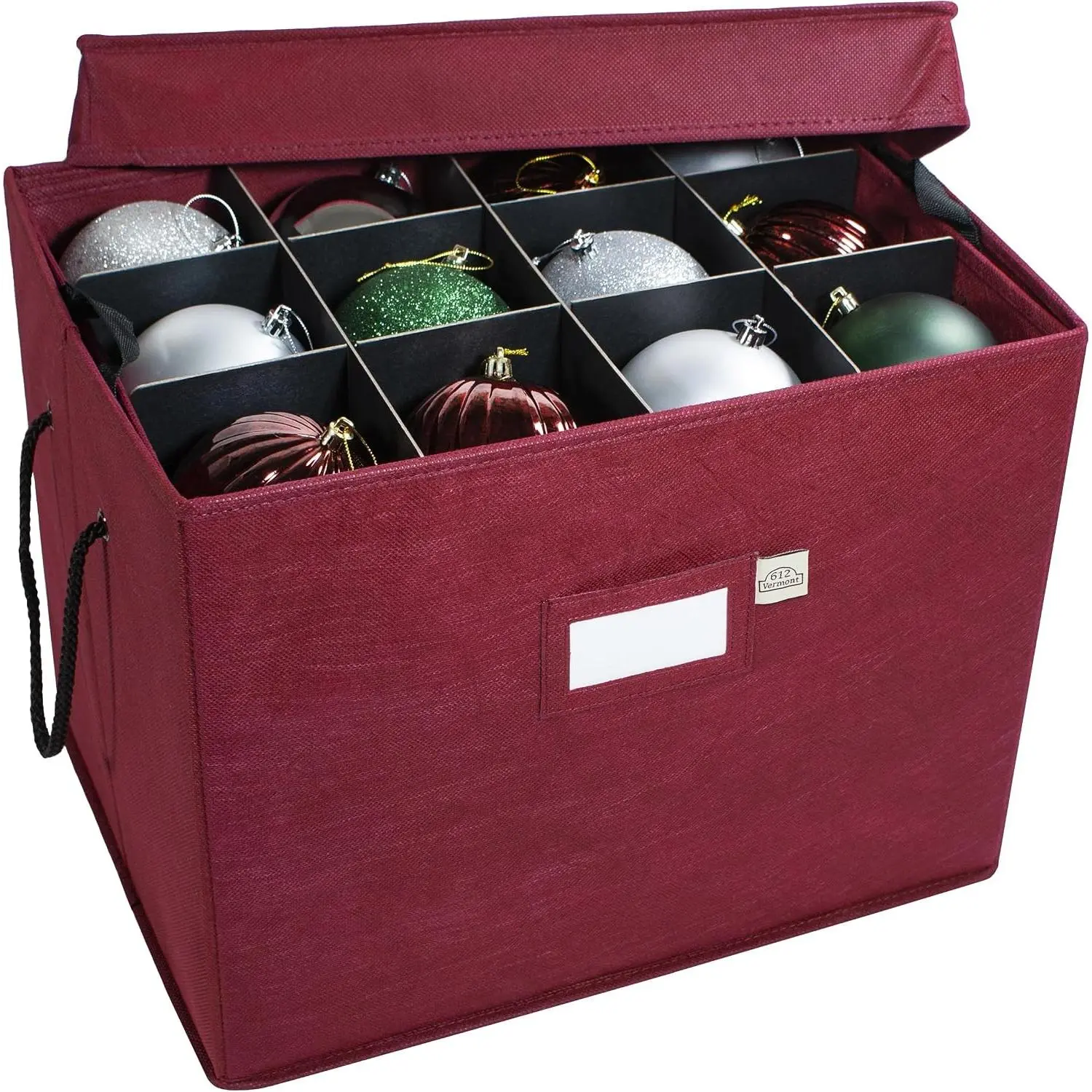 Christmas Ornament Storage Box with Adjustable Acid-Free Dividers, 3 Removable Trays with Handles, 17 Inch x 13 Inch x 13 Inch, Holds 36 4-Inch Ornaments