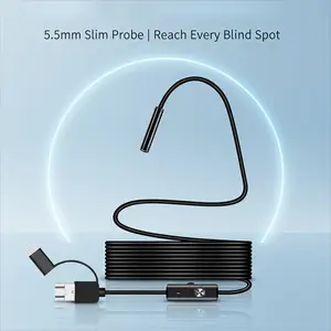 5.5mm 3-in-1 Endoscope, Industrial Pipeline & Car Air Conditioner Detector, 1-10m Underground Pipe Leak Detector