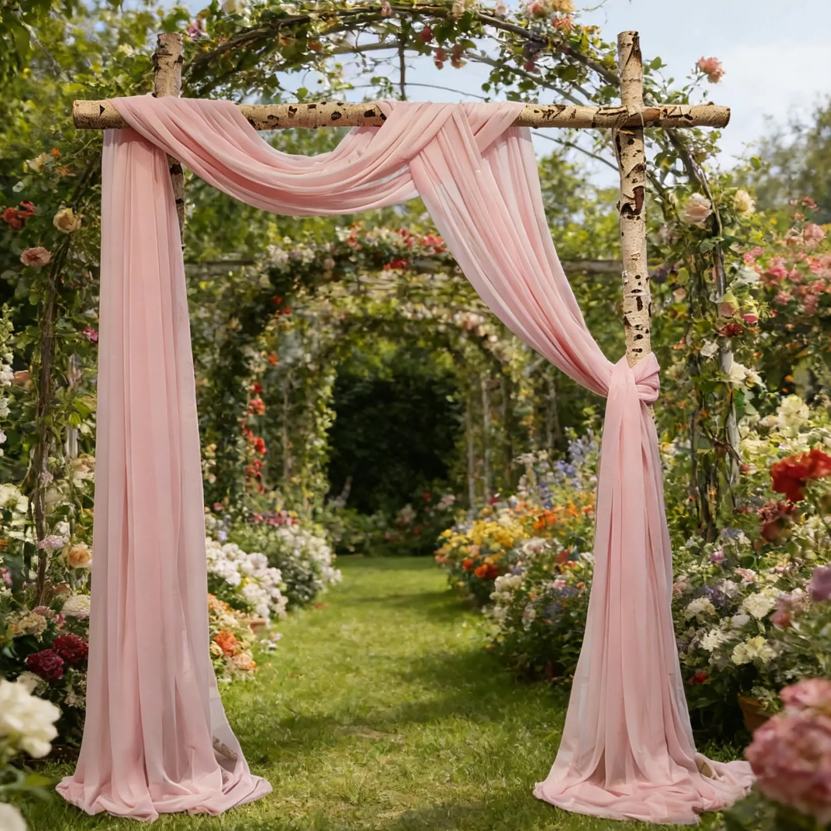 Elegant 3-Panel Chiffon Wedding Arch Drapery – Sheer Decorative Swag for Ceremony, Reception, Bridal Shower, Party – Soft Flowing Backdrop – Appropriate for Photo Booth, Home Decor, Arbor Backdrop