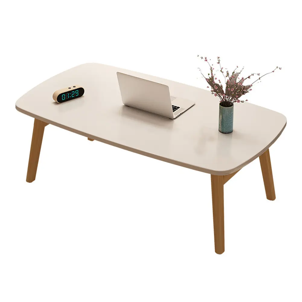 Foldable Coffee Table, Wooden Folding Floor Table, 31.5 * 19.7 * 17.3 Inch Portable Low Coffee Table with Folding Legs for Living Room, Home, Office, Wood Grain Color