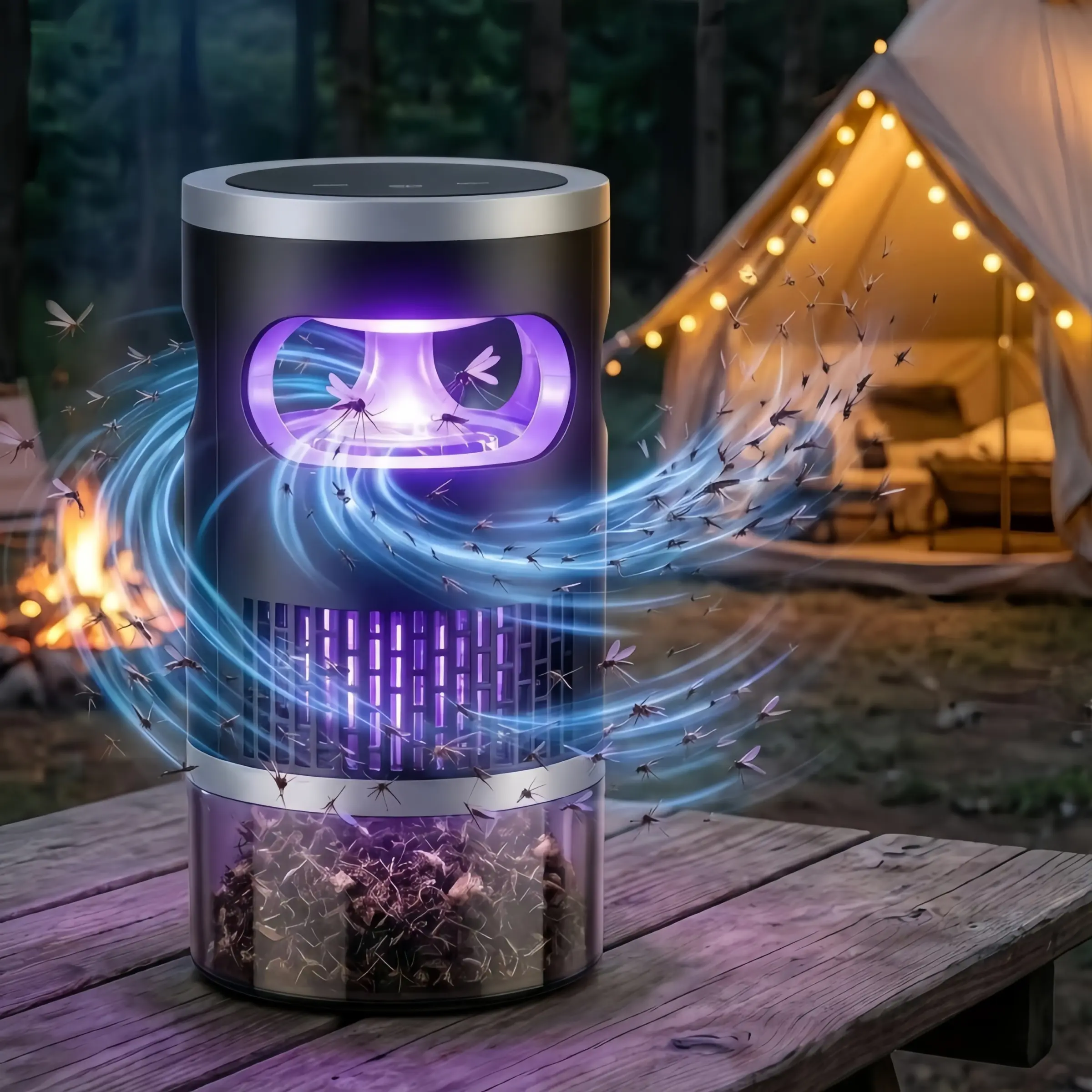 Indoor LED Light Bulb, Bio UV Mosquito Trap, Whisper Quiet, Hanging, for Home Bedroom Office Camping