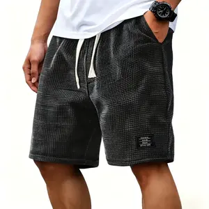 Men’s Plain Textured Waffle Casual Shorts - Loose-Fit Menswear Loungewear Bottoms for Daily & Outdoor Use