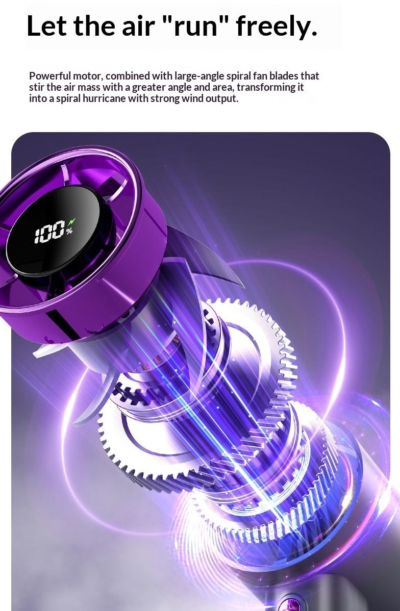 High Speed Portable Handheld Fan, 100-Speed Adjustable Turbo Mini Fan, Low Noise Rechargeable Personal Fan with Digital Display, Ideal for Gifts, Travel, Camping & Outdoor Use