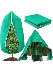 Plant Frost Cover with Zipper Drawstring, Reusable Outdoor Plant Freeze Protection Bag, Thickened Plant Protector for Winter