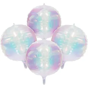 Giant 22 Inch 4D Iridescent Clear Round Balloons, Transparent Rainbow Ball Shaped Balloon For Birthday Wedding  Shower Groovy Party   Party Decoration Supplies