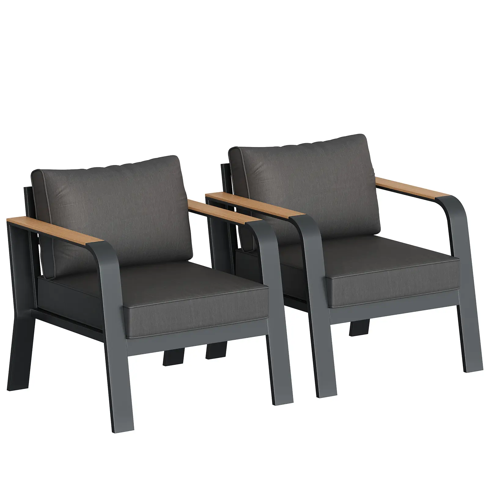Modern Aluminum Outdoor 2-Seater Loveseat Sofa, Weatherproof Rustproof Metal Sofa with Waterproof Cushions for Patio Garden Balcony Deck