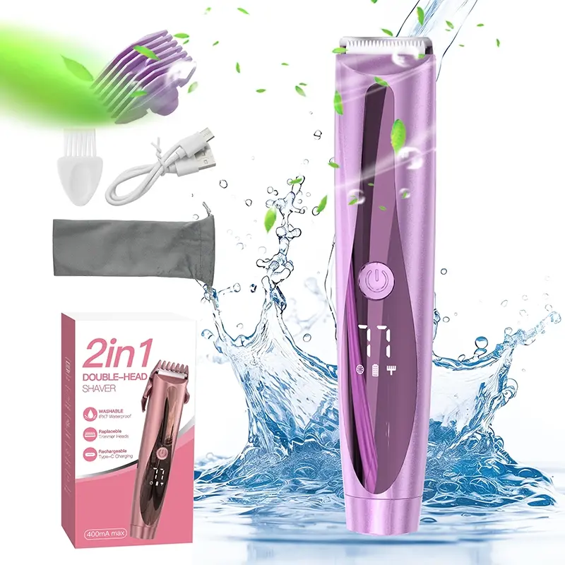 New bikini leg and arm wireless hair trimmer, rechargeable electric shaver, women's hair removal device, suitable for facial and body hair removal, suitable for holiday gift giving