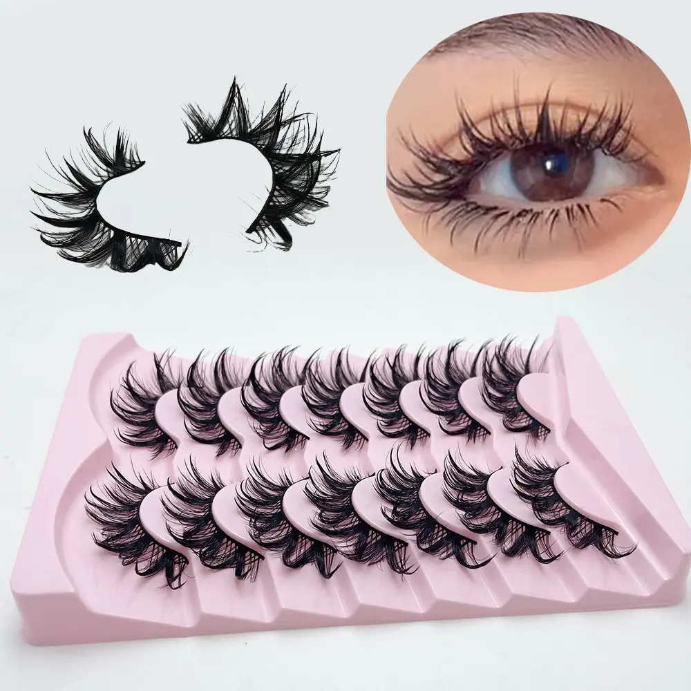 7 Pairs Anime Character Role-Play Lashes, Cosmetic, Lightweight Dense Doll Style, Fairy Wind, Natural Fine Style, Spiky Comic Lashes, 19mm Length